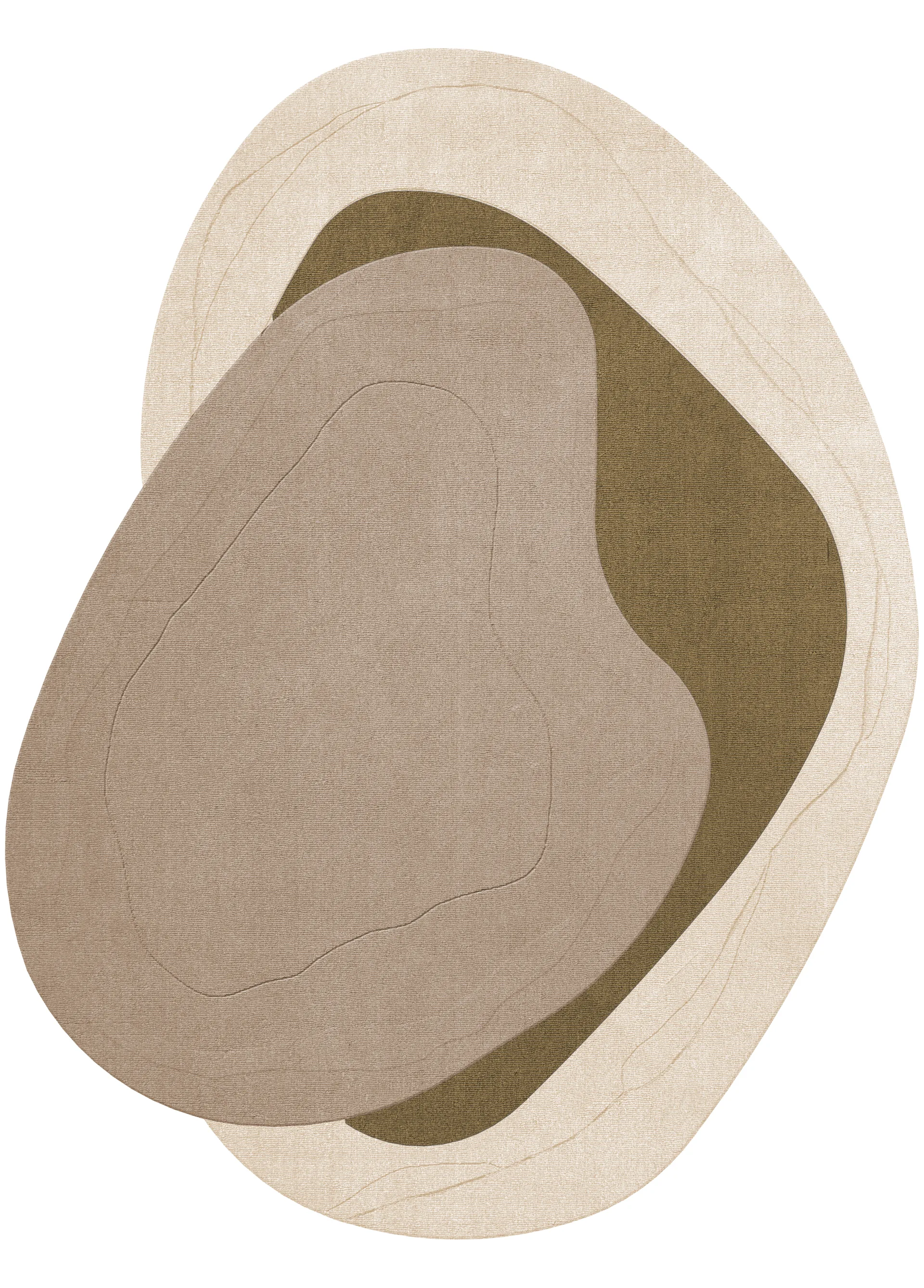 Erik Bratsberg Lozza wollen vloerkleed, Olive, 210x270 cm Layered