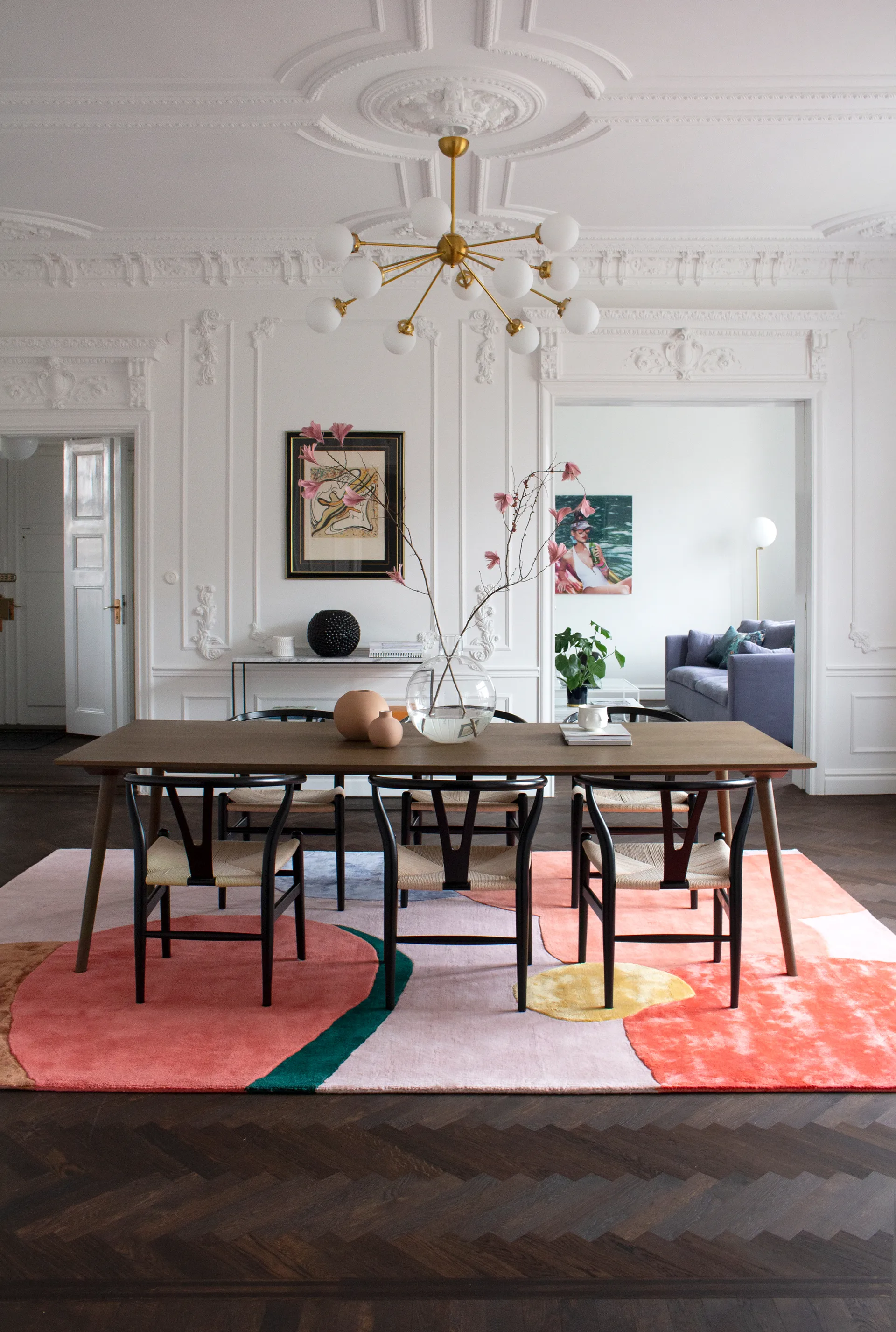 Flower Field wollen vloerkleed 200x300 cm, Pink Layered