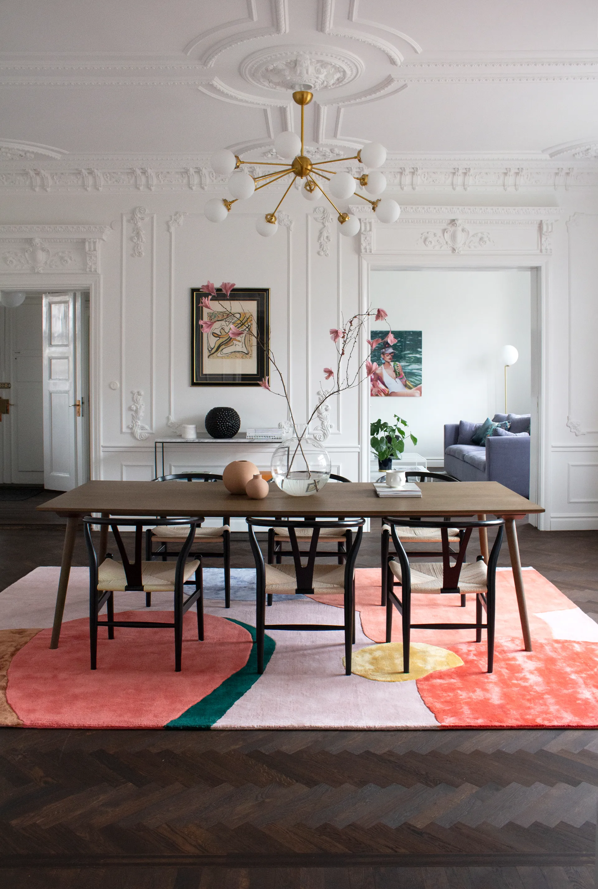 Flower Field wollen vloerkleed 250x350 cm, Pink Layered