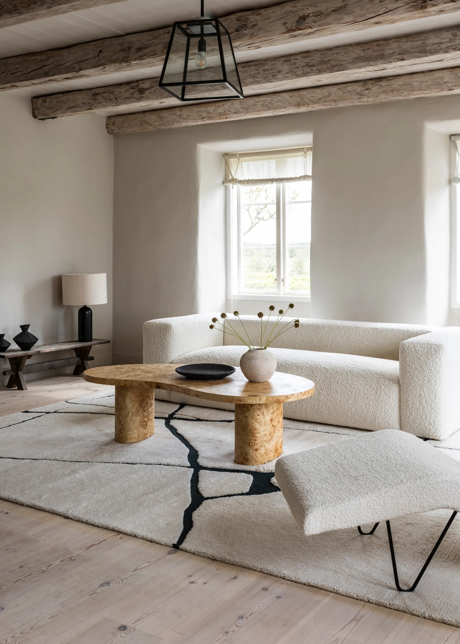 Gute wollen vloerkleed, Black and white 250x350 cm Layered