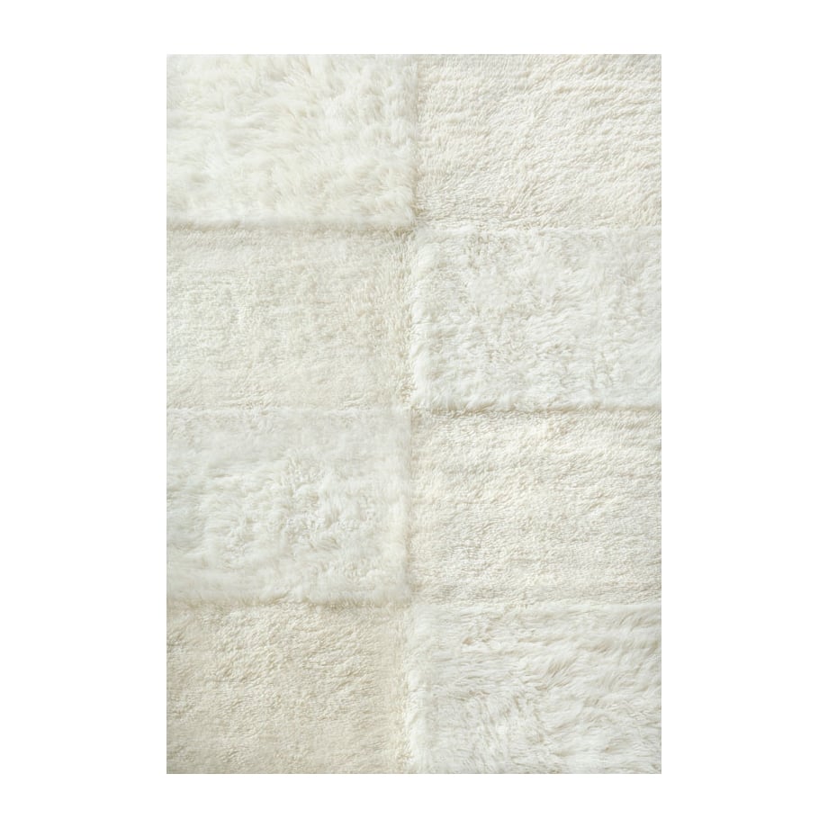 Layered Shaggy Checked rya vloerkleed Bone White, 180x270 cm