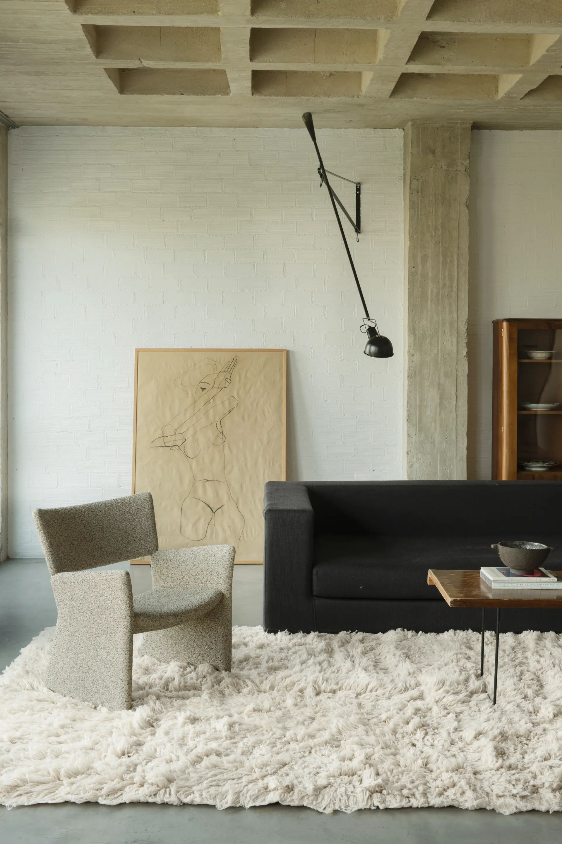 Shaggy vloerkleed 250x350 cm, Bone white Layered