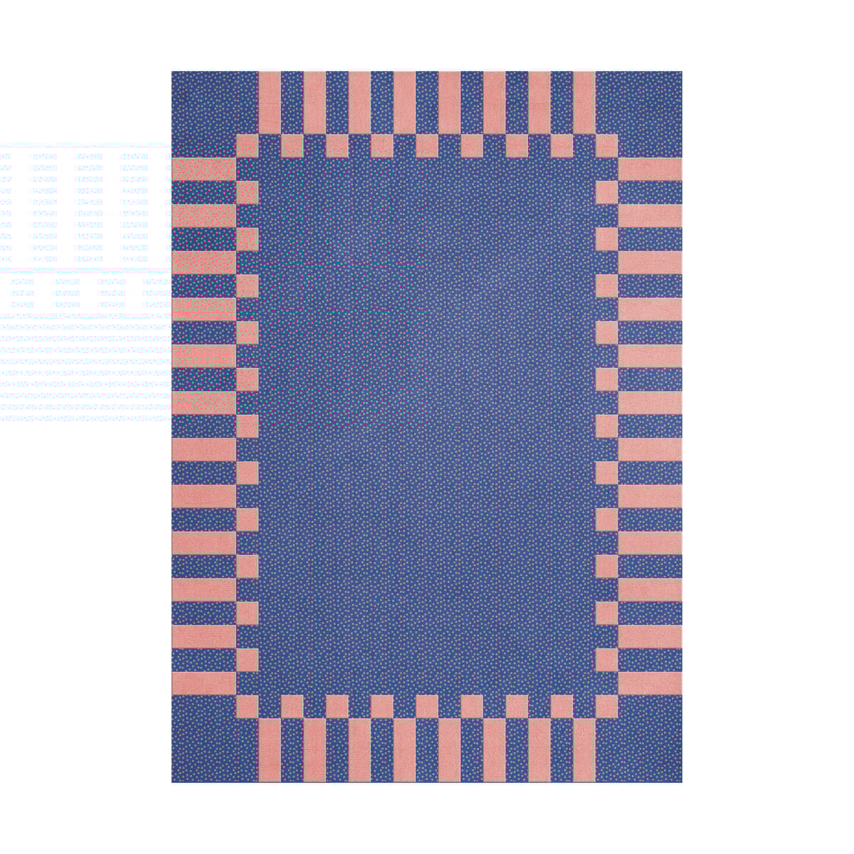 Layered Teklan frame wollen vloerkleed Cobalt salmon, 200x300 cm