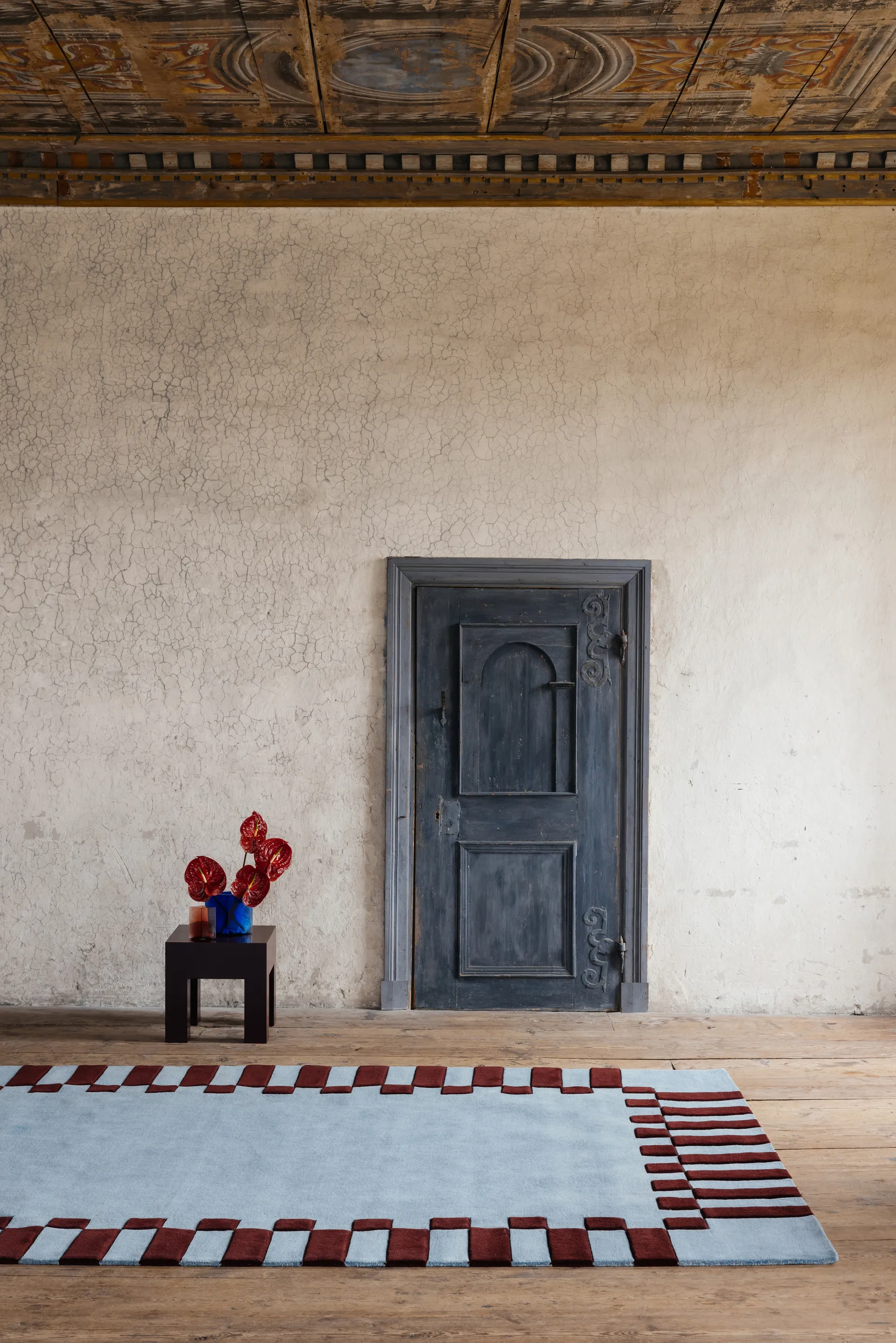 Teklan frame wollen vloerkleed, Mulberry sky, 250x350 cm Layered