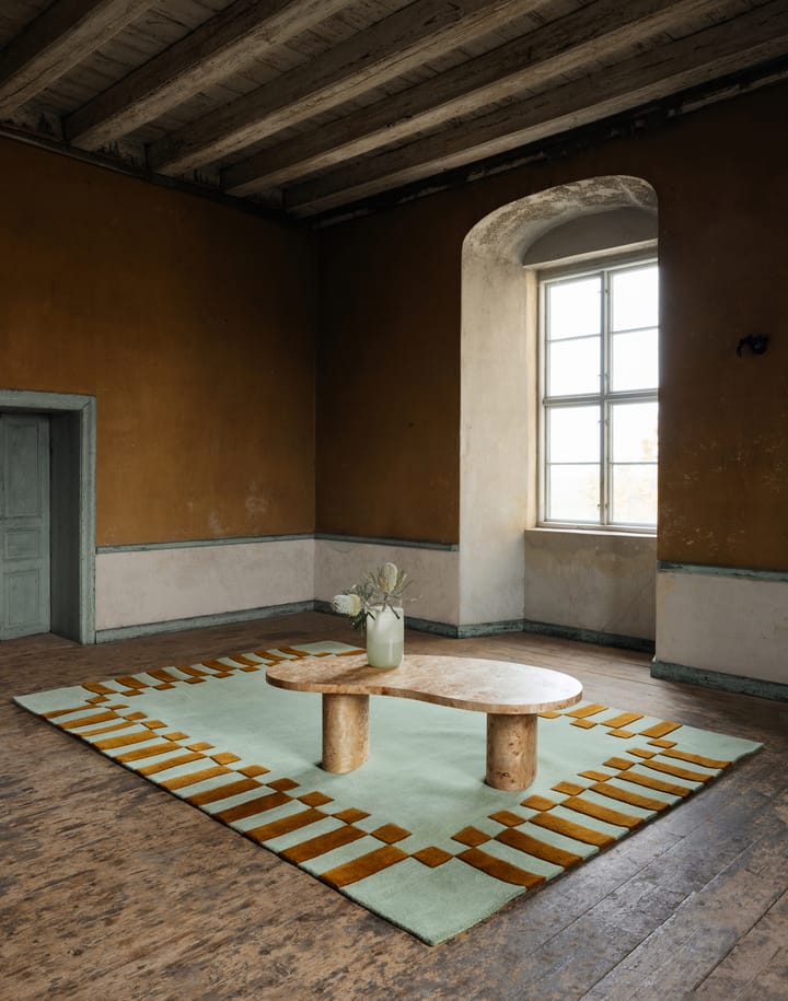 Teklan frame wollen vloerkleed, Pistachio camel, 180x270 cm Layered