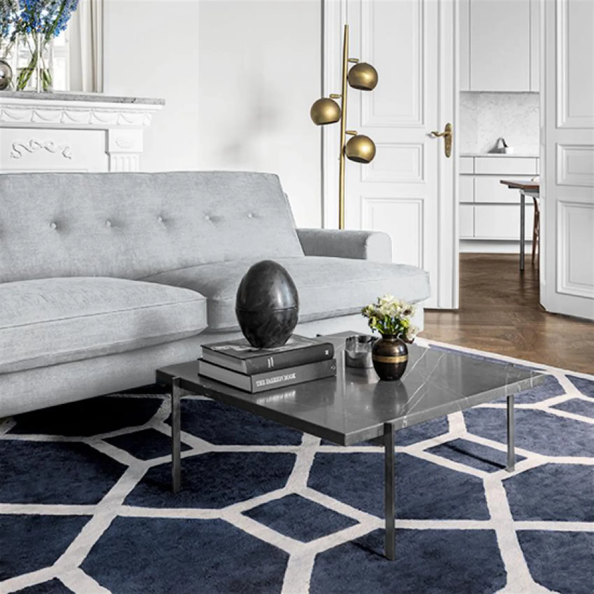 Viskos entrance vloerkleed 160 x 250 cm., midnight blue (blauw) Layered