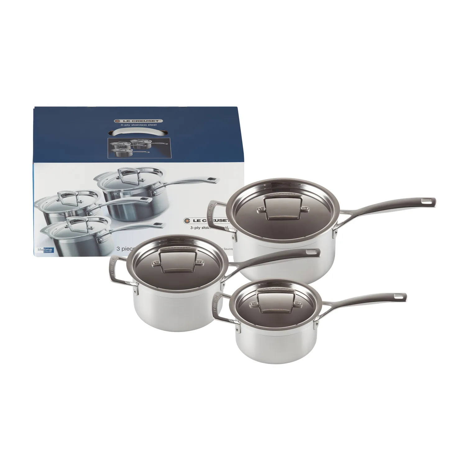 Le Creuset 3-Ply pannenset, 3-delig Le Creuset