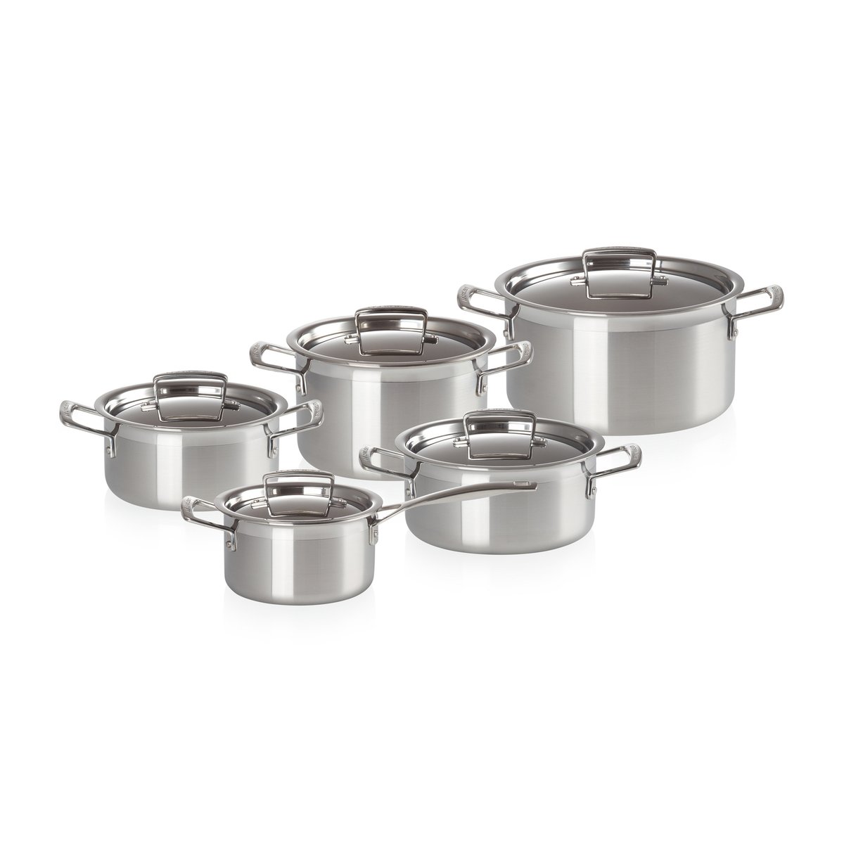 Le Creuset 3-Ply pannenset 5-delig | Scandinavisch Interieur | Pannensets | Zilverkleurig