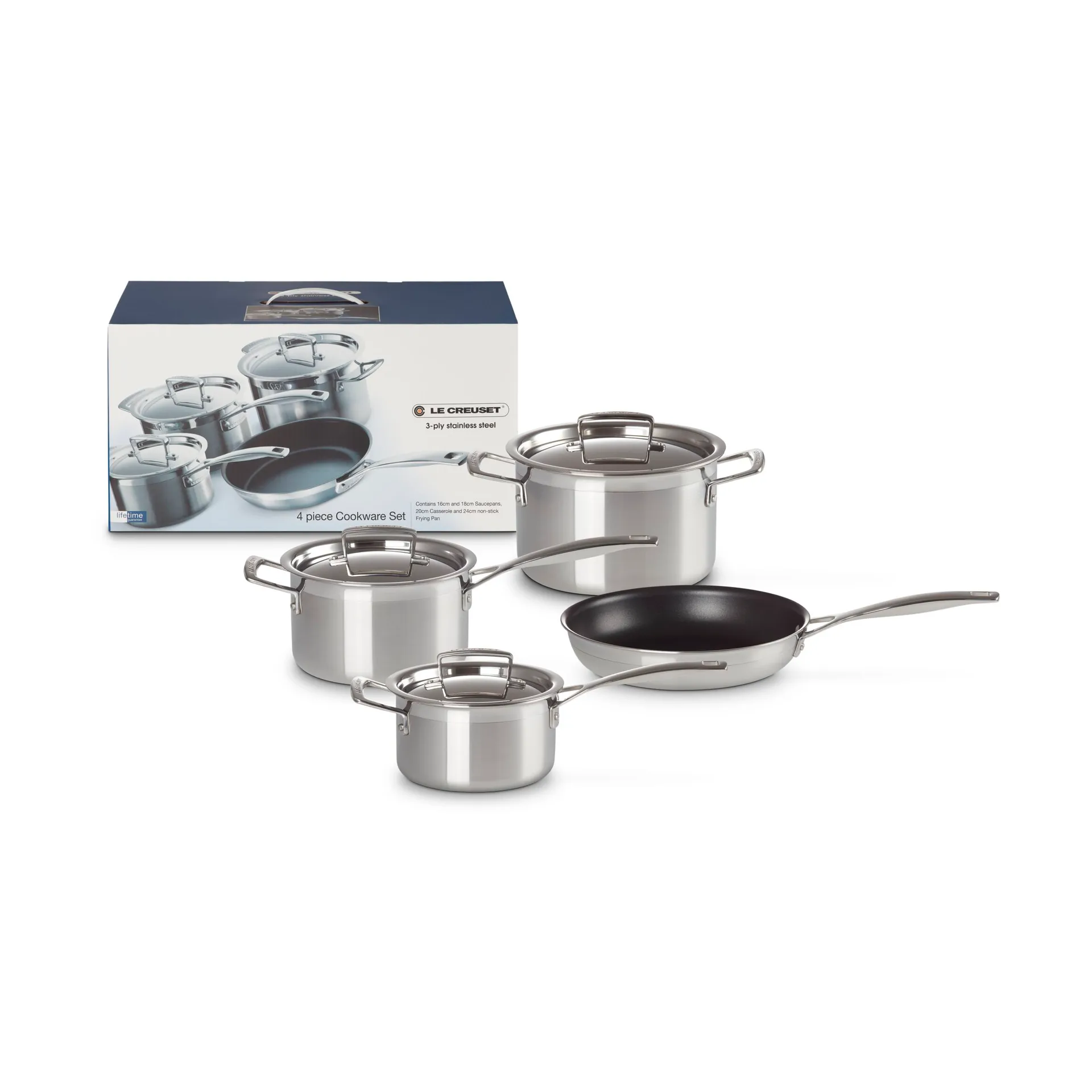 Le Creuset braad- en koekenpannenset, Roestvrij staal, 4 delen Le Creuset