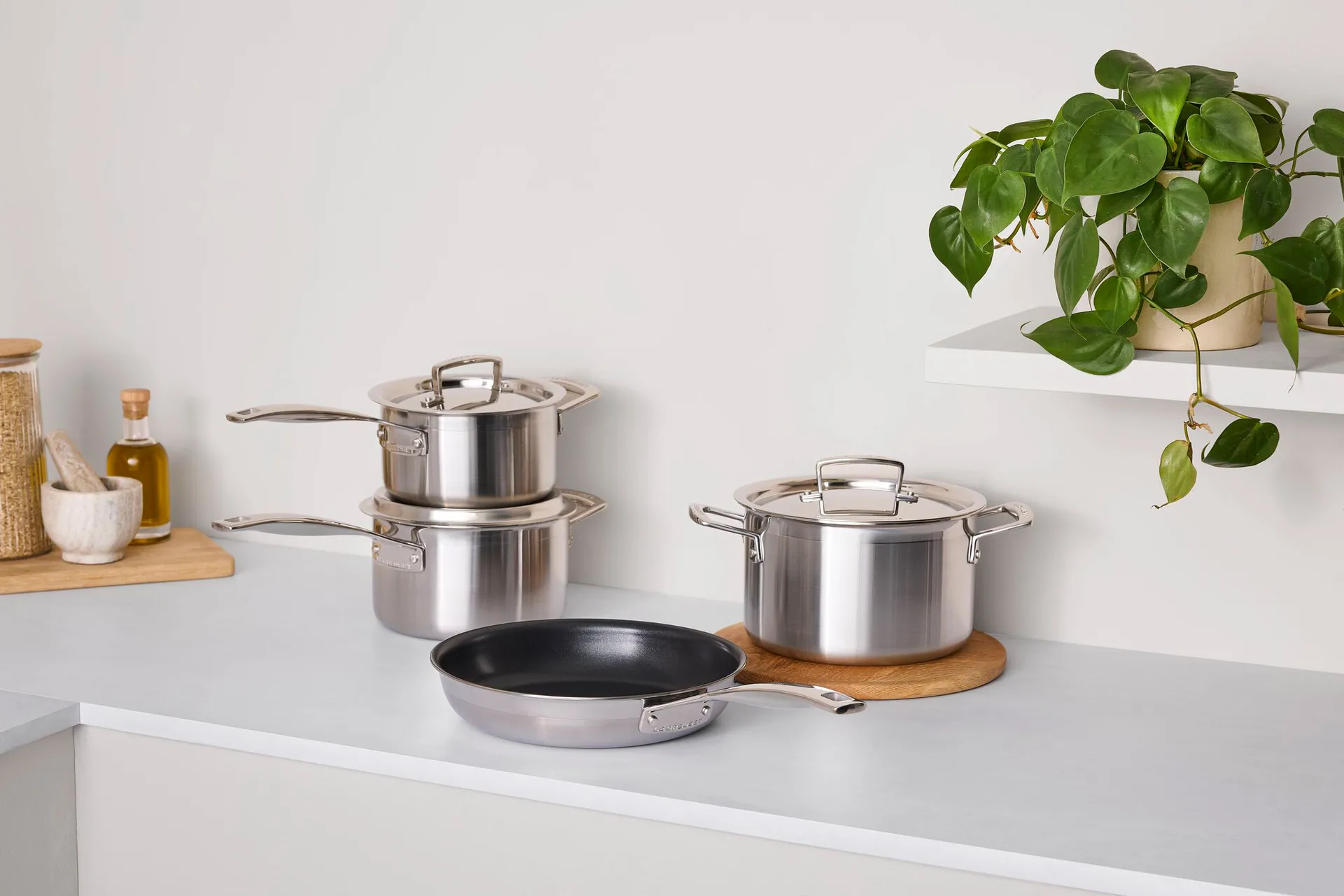 Le Creuset braad- en koekenpannenset, Roestvrij staal, 4 delen Le Creuset