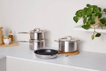 Le Creuset braad- en koekenpannenset - Roestvrij staal, 4 delen - Le Creuset
