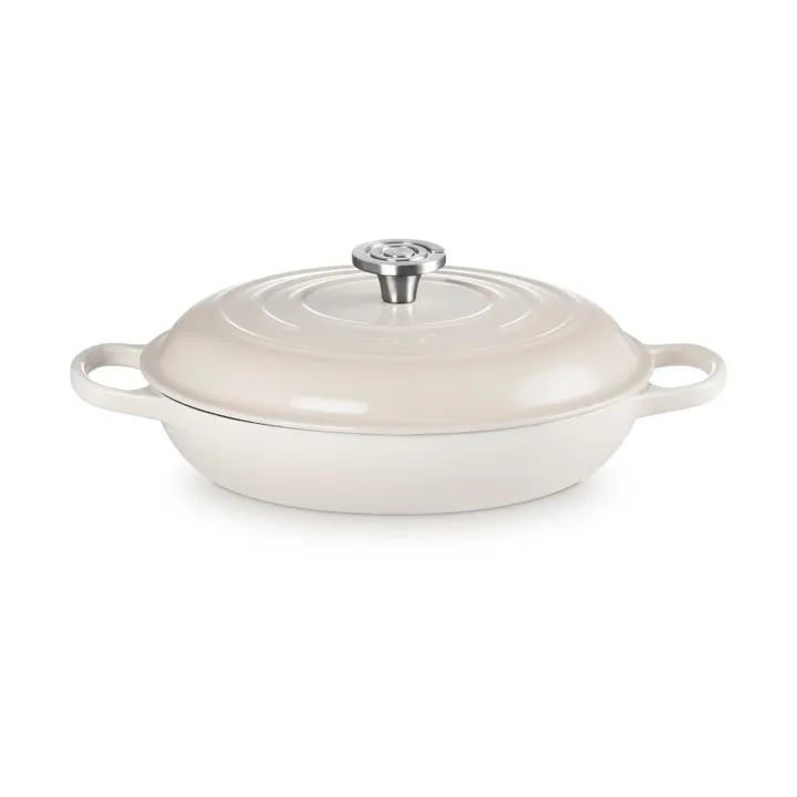 Le Creuset Classic gietijzeren buffetpan met glazen deksel - Meringue, 3,5 l - Le Creuset
