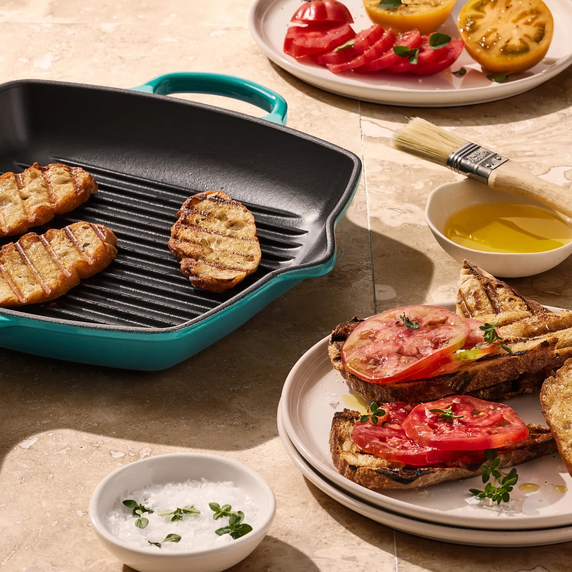 Le Creuset grillpan 26 cm, Bleu Riviera Le Creuset