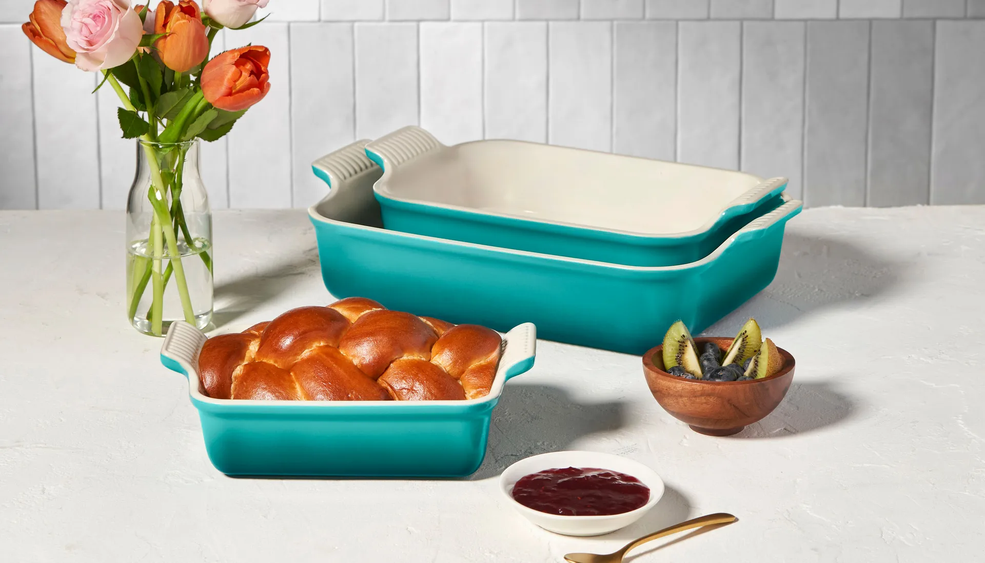 Le Creuset Heritage ovenschaal 26 cm, Bleu Riviera Le Creuset