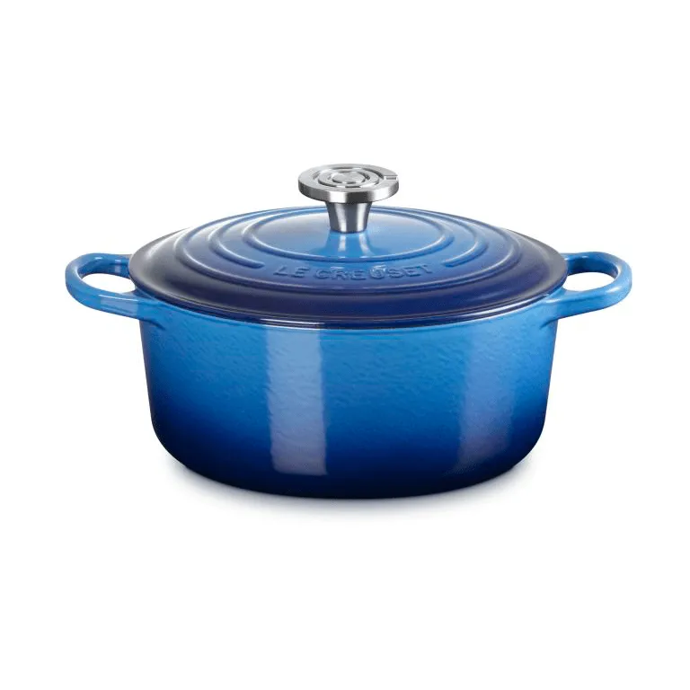Le Creuset Signature gietijzer ronde braadpan, Azure, 4,2 l Le Creuset
