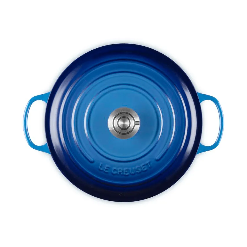 Le Creuset Signature gietijzer ronde braadpan, Azure, 6,7 l Le Creuset