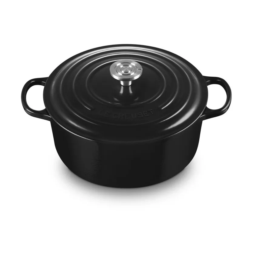 Le Creuset Signature gietijzer ronde braadpan, Black, 6,7 l Le Creuset