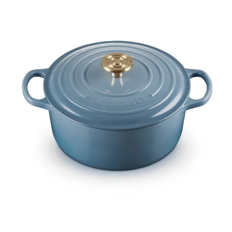 Le Creuset Signature gietijzer ronde braadpan, Chambray, 4,2 l Le Creuset