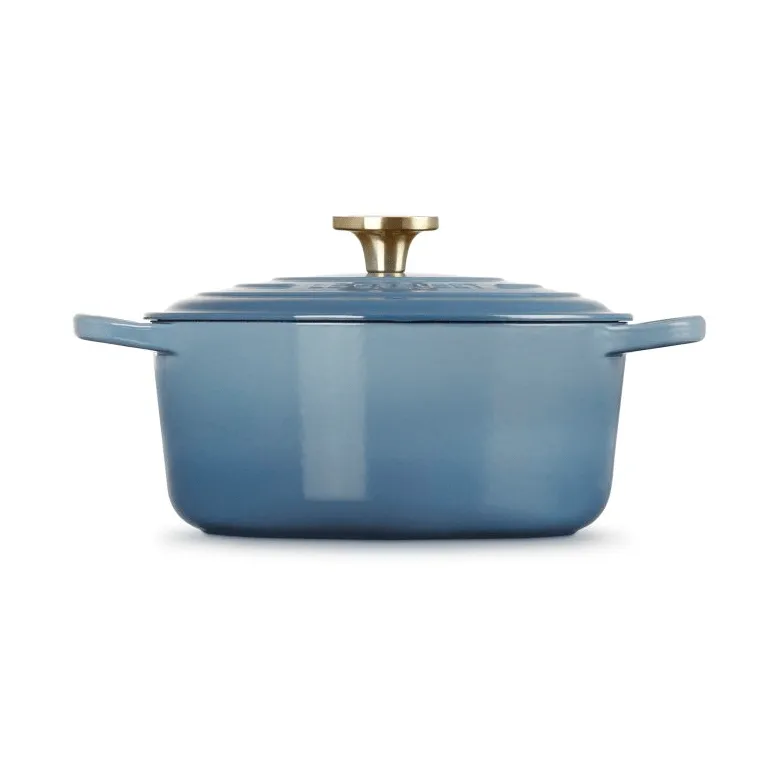 Le Creuset Signature gietijzer ronde braadpan, Chambray, 4,2 l Le Creuset