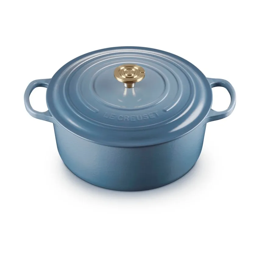 Le Creuset Signature gietijzer ronde braadpan, Chambray, 6,7 l Le Creuset