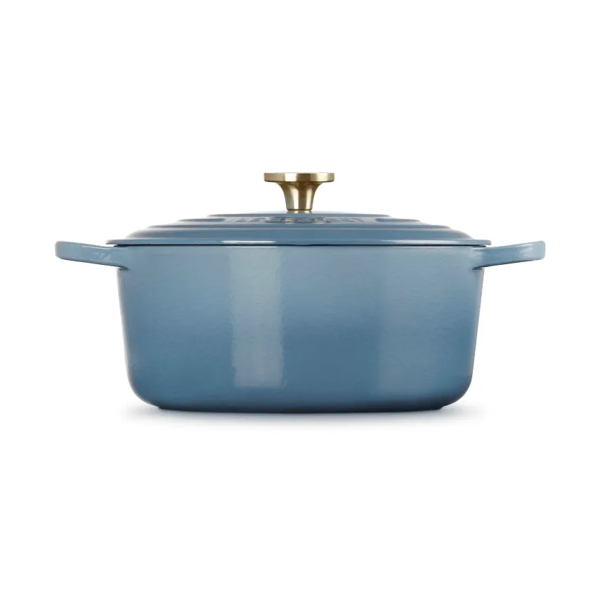 Le Creuset Signature gietijzer ronde braadpan, Chambray, 6,7 l Le Creuset