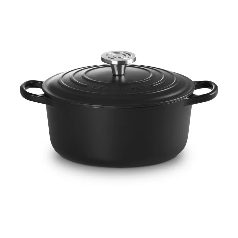 Le Creuset Signature gietijzer ronde braadpan, Matte Black, 4,2 l Le Creuset