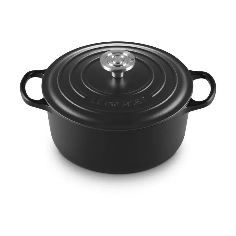 Le Creuset Signature gietijzer ronde braadpan, Matte Black, 4,2 l Le Creuset