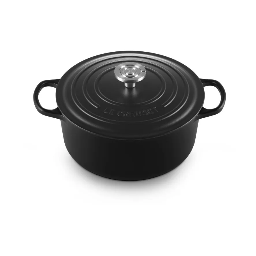 Le Creuset Signature gietijzer ronde braadpan, Matte Black, 5,3 l Le Creuset