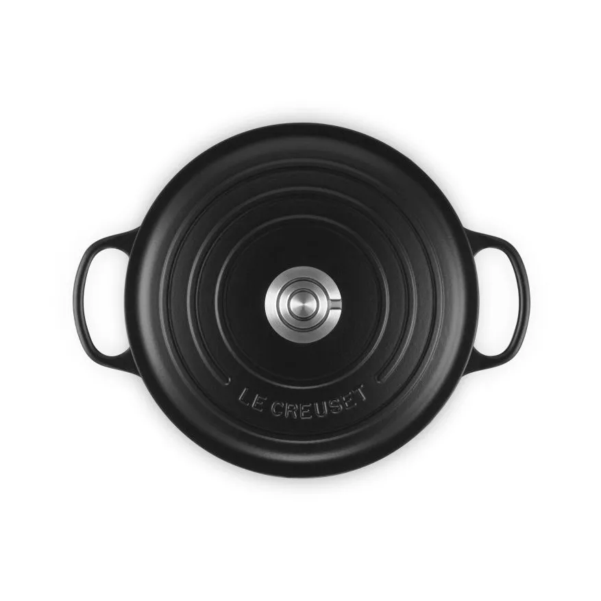 Le Creuset Signature gietijzer ronde braadpan, Matte Black, 5,3 l Le Creuset