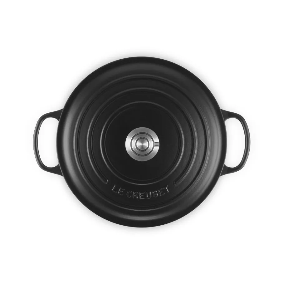 Le Creuset Signature gietijzer ronde braadpan, Matte Black, 6,7 l Le Creuset