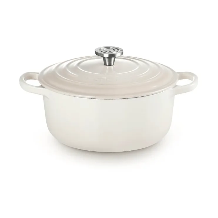 Le Creuset Signature gietijzer ronde braadpan, Meringue, 3,3 l Le Creuset