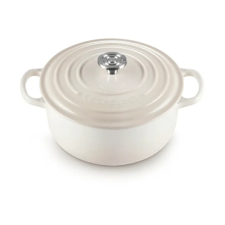 Le Creuset Signature gietijzer ronde braadpan, Meringue, 3,3 l Le Creuset
