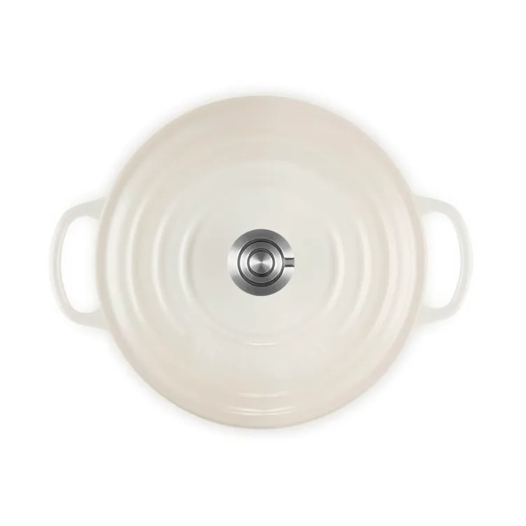 Le Creuset Signature gietijzer ronde braadpan, Meringue, 3,3 l Le Creuset