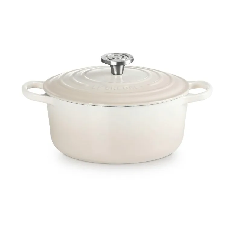 Le Creuset Signature gietijzer ronde braadpan, Meringue, 4,2 l Le Creuset