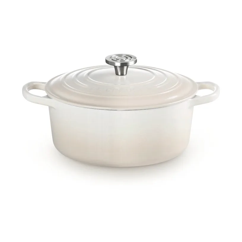 Le Creuset Signature gietijzer ronde braadpan, Meringue, 5,3 l Le Creuset