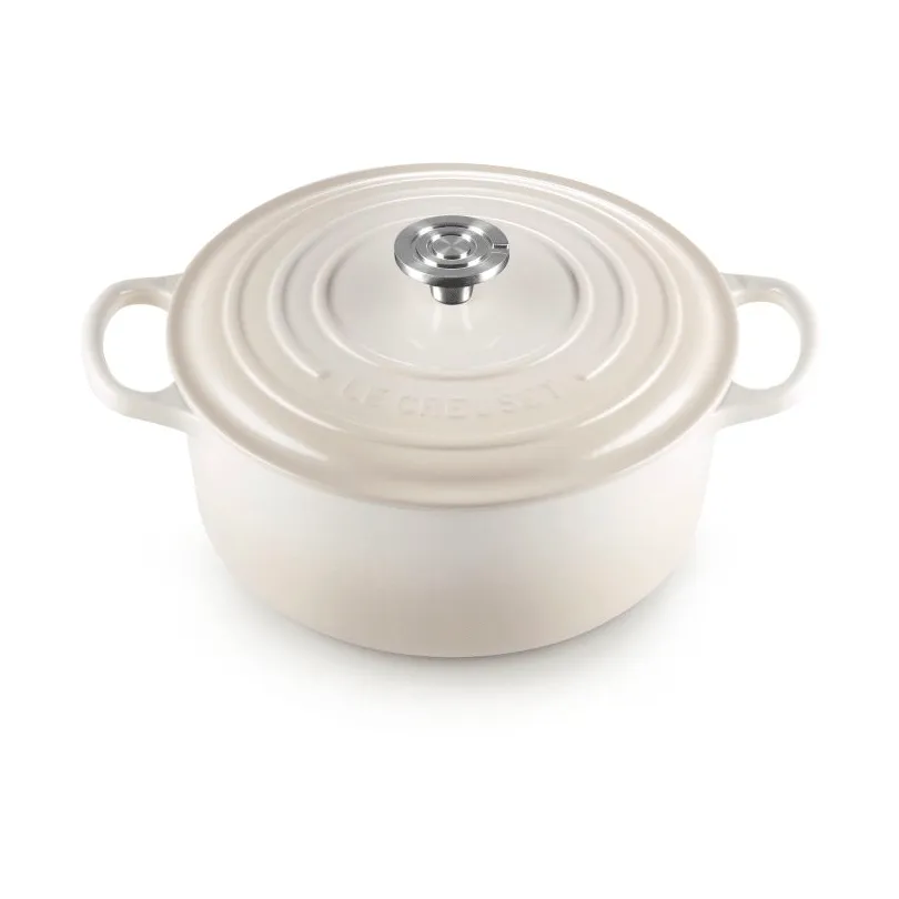 Le Creuset Signature gietijzer ronde braadpan, Meringue, 5,3 l Le Creuset