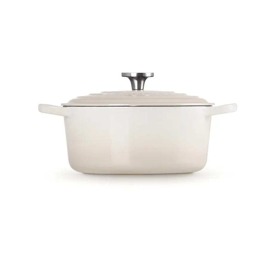 Le Creuset Signature gietijzer ronde braadpan, Meringue, 5,3 l Le Creuset