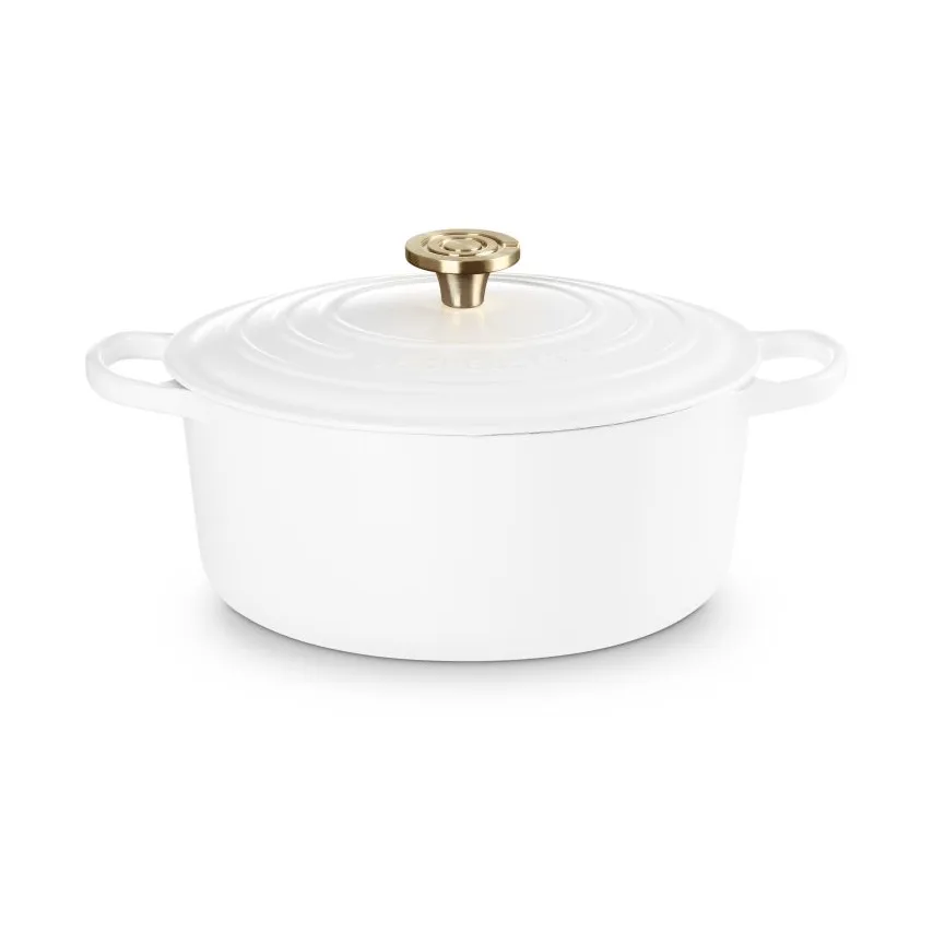 Le Creuset Signature gietijzer ronde braadpan, White, 6,7 l Le Creuset