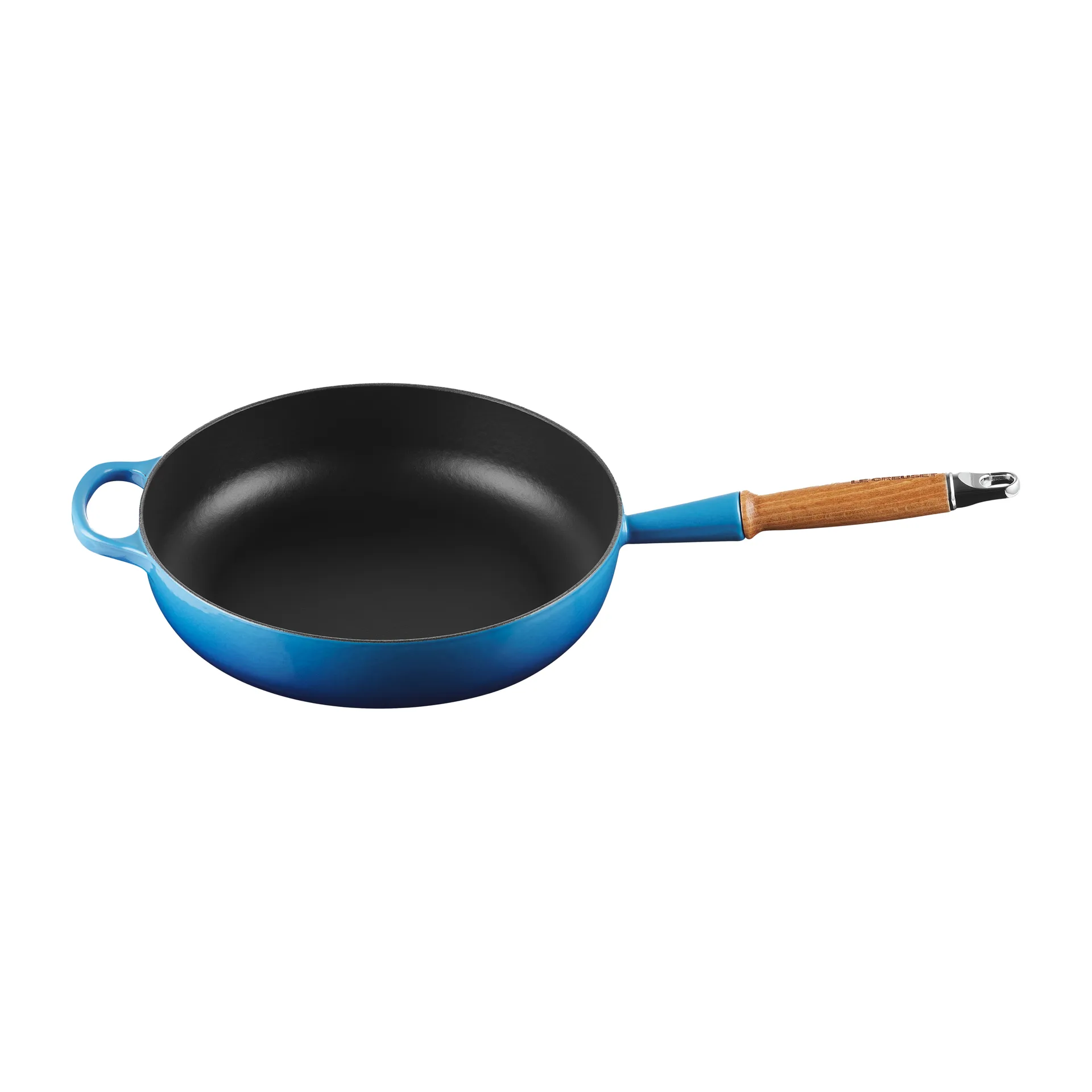 Le Creuset Signature hapjespan houten handvat 28 cm, Azure blue Le Creuset