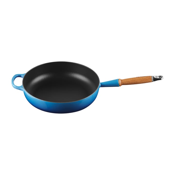 Le Creuset Signature hapjespan houten handvat 28 cm - Azure blue - Le Creuset