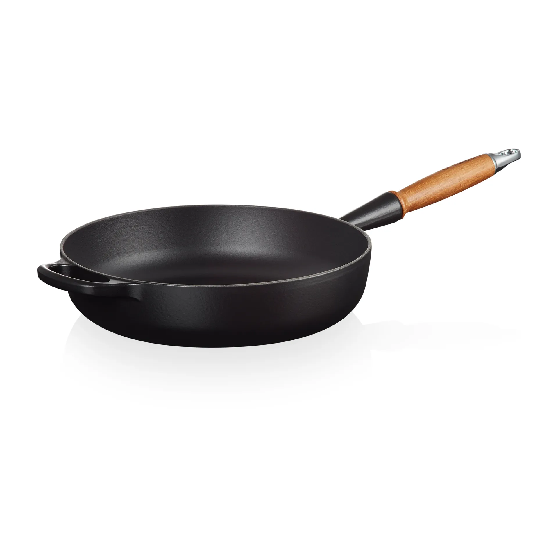 Le Creuset Signature hapjespan houten handvat 28 cm, Matte Black Le Creuset