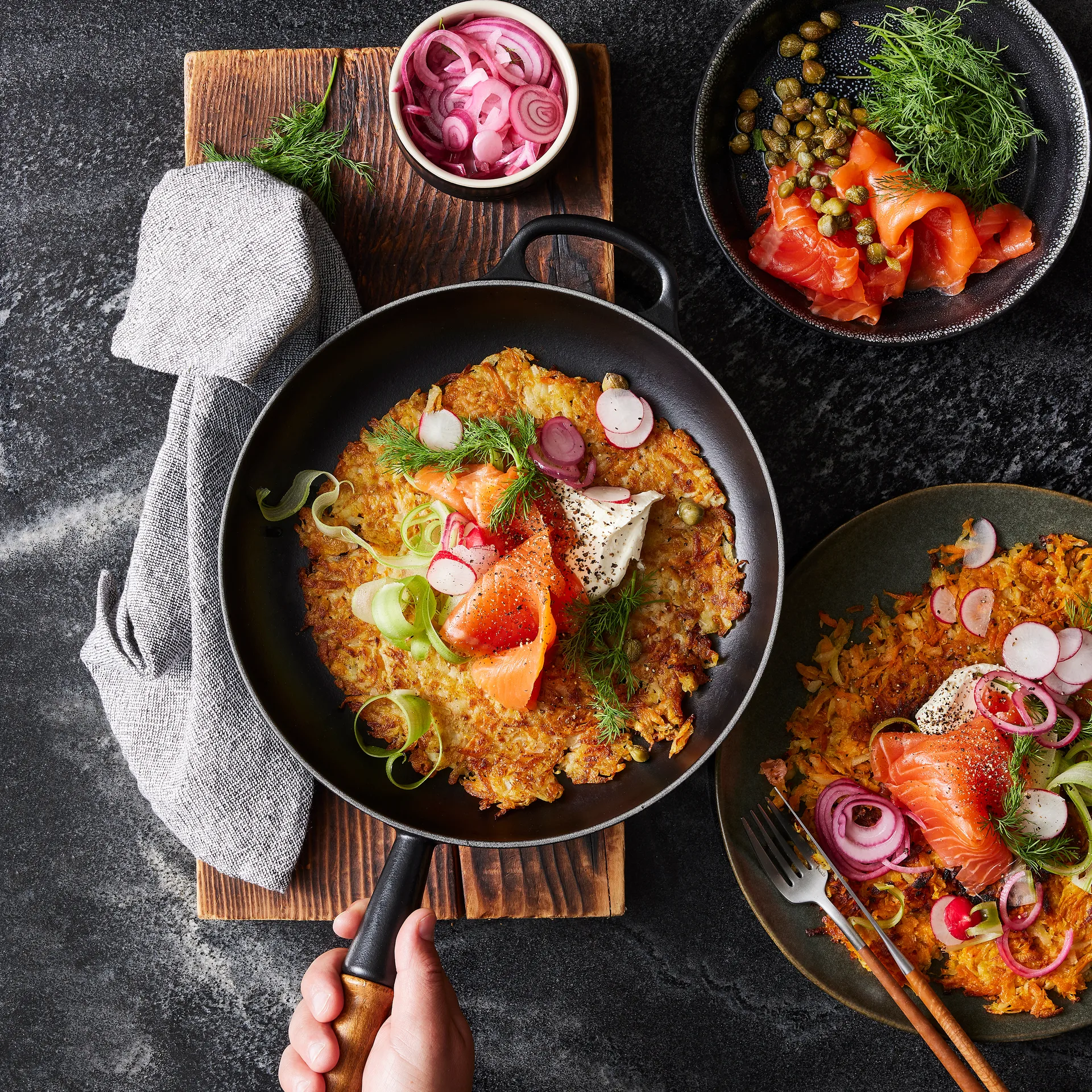 Le Creuset Signature koekenpan houten handvat 28 cm, Bleu Riviera Le Creuset