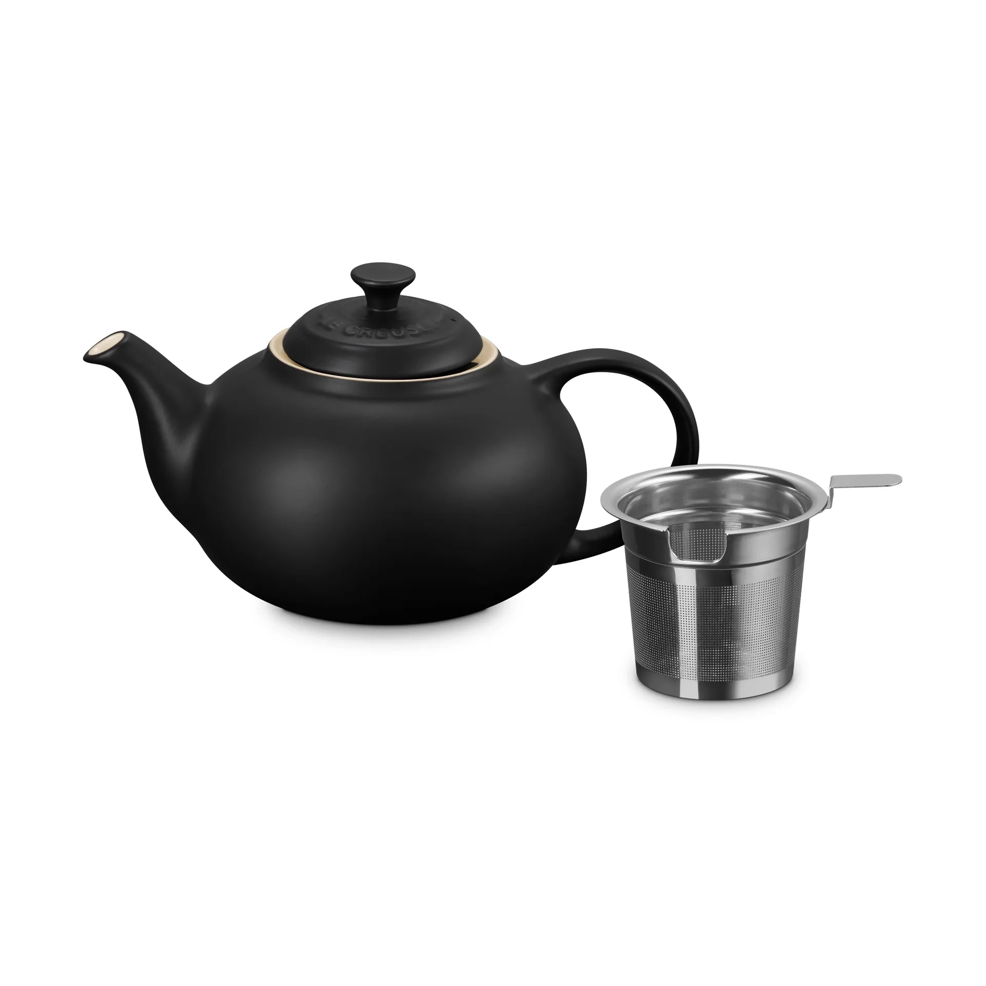 Le Creuset theepot, Matte Black, med sil, 1,3 L Le Creuset