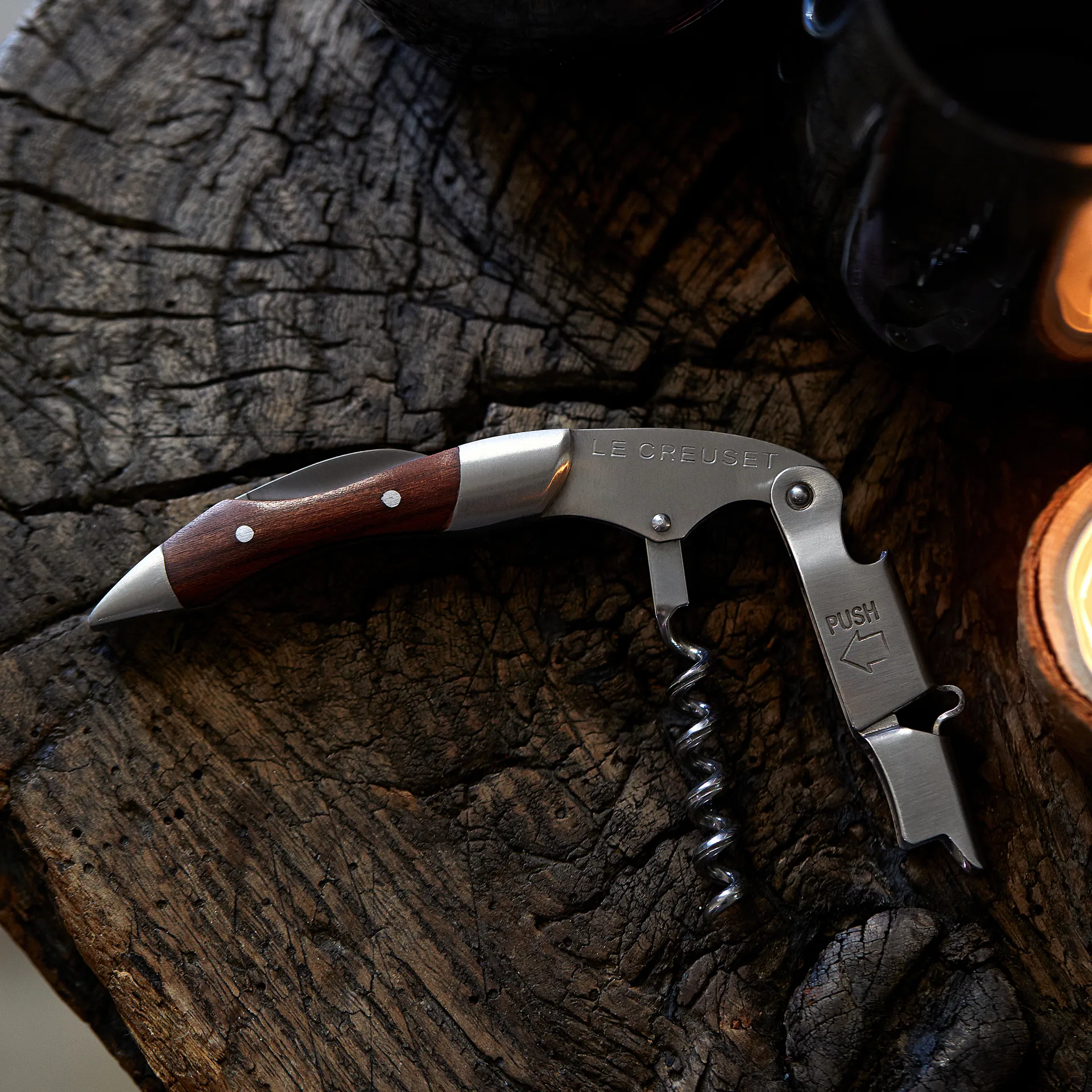 Le Creuset WT-110 kurkentrekker tafelmodel hout, Grijsbruin Le Creuset