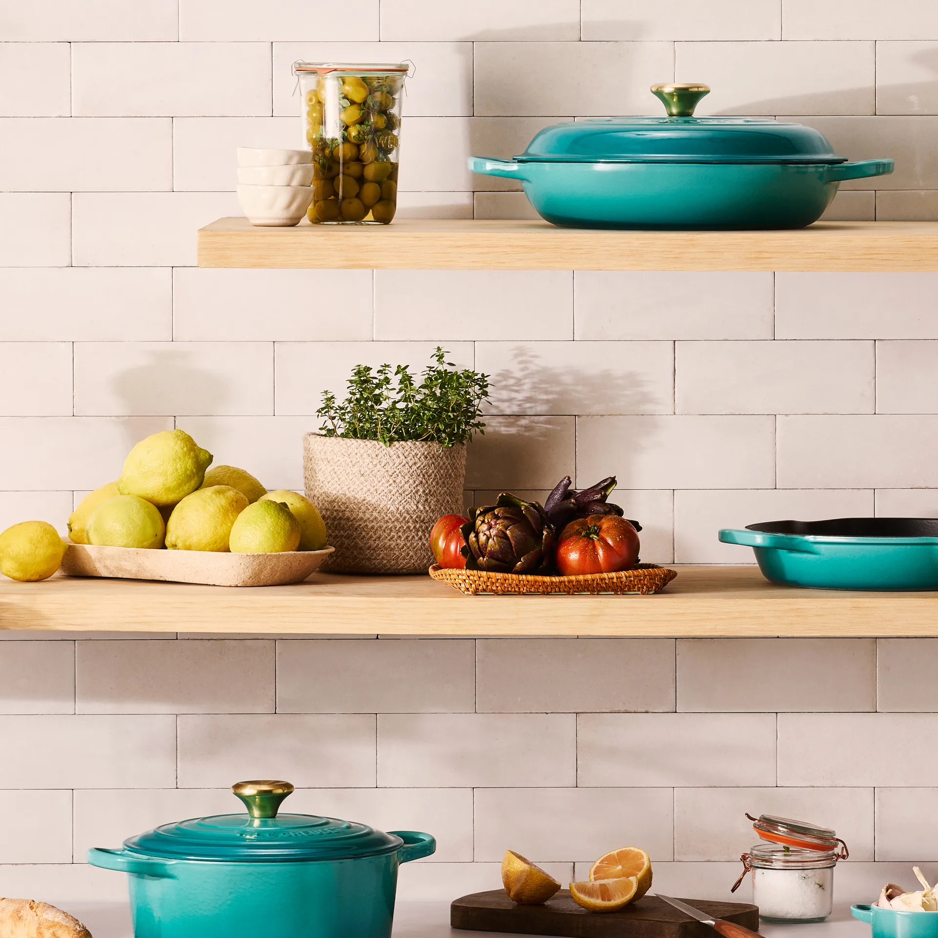 Ovale houder voor pollepel, Bleu Riviera Le Creuset
