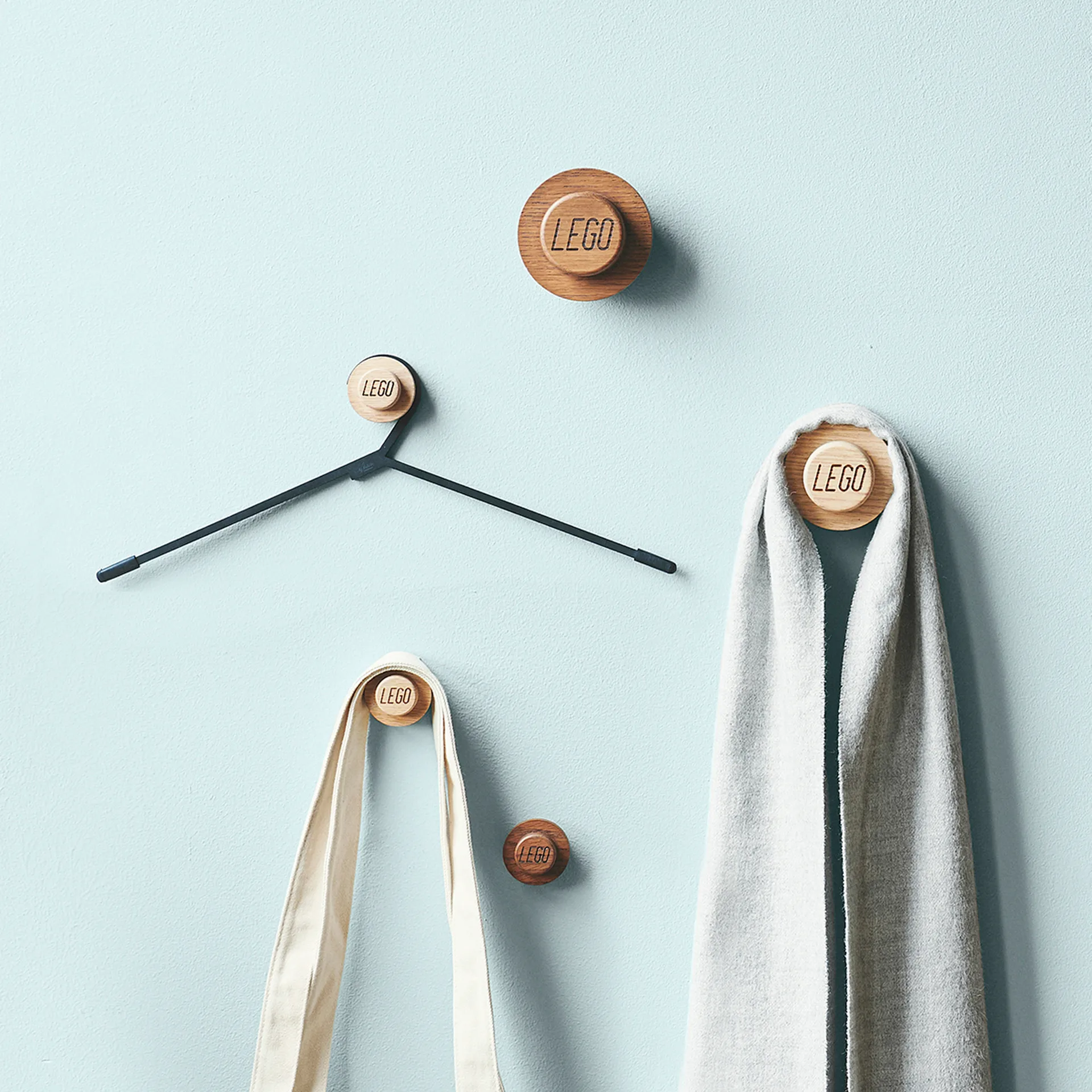 LEGO houten muurhaken set, Gezeept eikenhout Lego