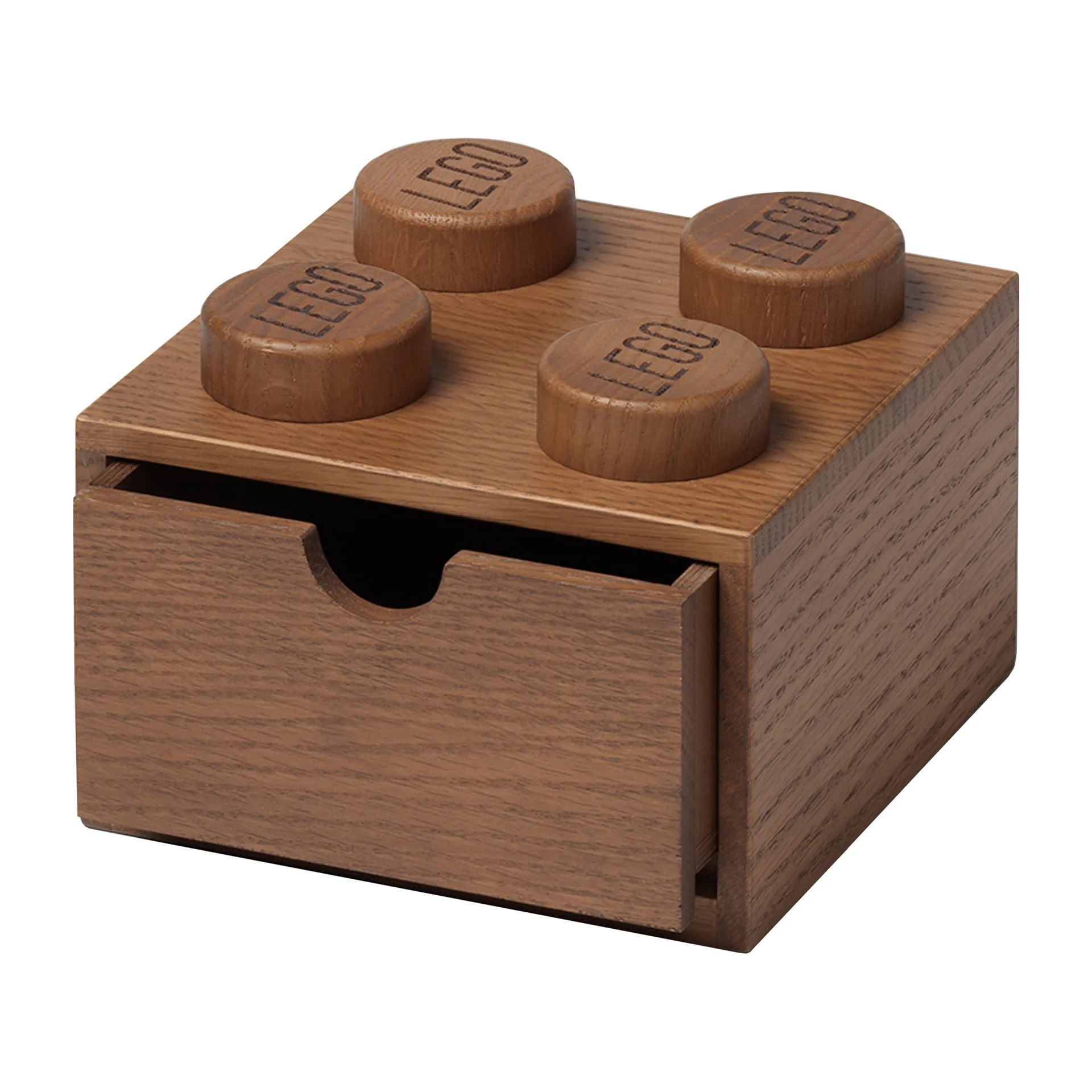LEGO houten opbergdoos bureau 4, Donker gebeitst eikenhout Lego