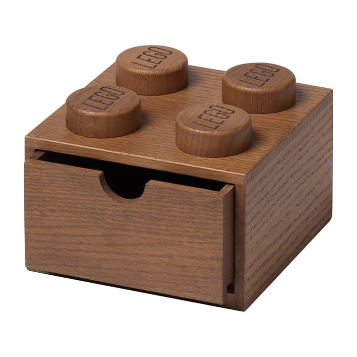 LEGO houten opbergdoos bureau 4, Donker gebeitst eikenhout Lego