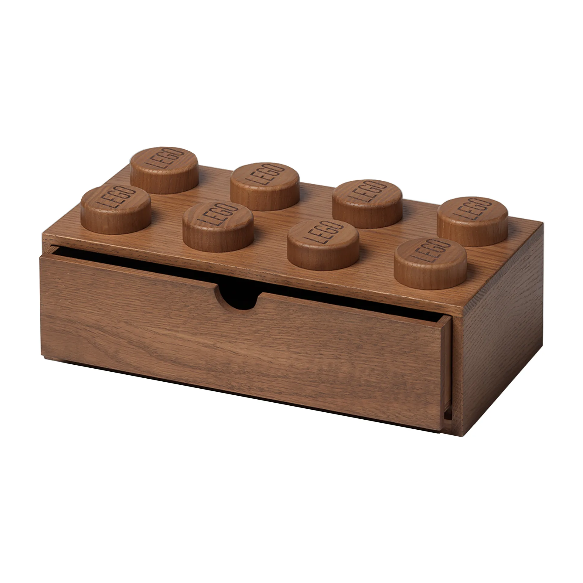 LEGO houten opbergdoos bureau 8, Donker gebeitst eikenhout Lego