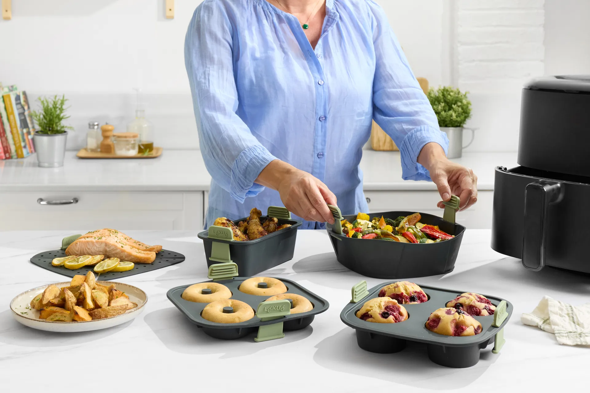 Lékué Airfryer muffinvorm 4 stuks, Grey Lékué